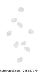 Falling sea salt isolated on white background, clipping path, full depth of field