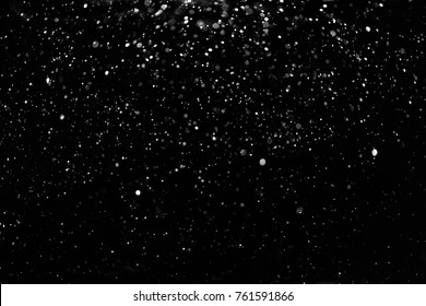 Falling Snow down On The Black Background 