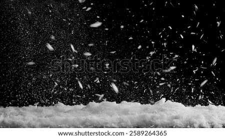 Falling Snow Effect Overlay – Isolated Snow Particles on Black Background with Winter Texture for Atmospheric and Festive Designs	