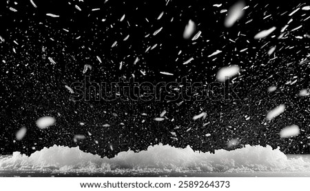 Falling Snow Effect Overlay – Isolated Snow Particles on Black Background with Winter Texture for Atmospheric and Festive Designs	