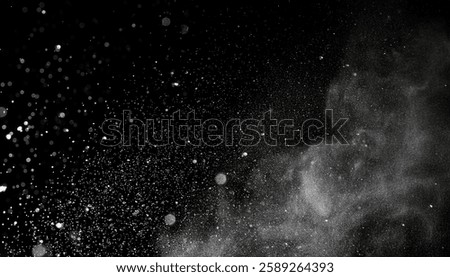 Falling Snow Effect Overlay – Isolated Snow Particles on Black Background with Winter Texture for Atmospheric and Festive Designs	