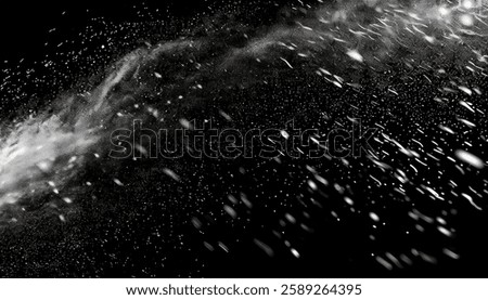 Falling Snow Effect Overlay – Isolated Snow Particles on Black Background with Winter Texture for Atmospheric and Festive Designs	