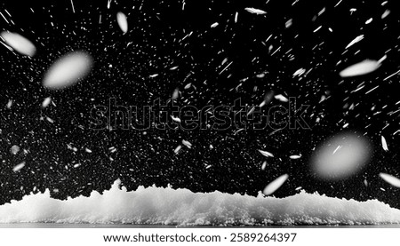 Falling Snow Effect Overlay – Isolated Snow Particles on Black Background with Winter Texture for Atmospheric and Festive Designs	