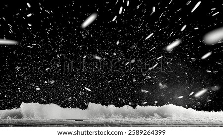 Falling Snow Effect Overlay – Isolated Snow Particles on Black Background with Winter Texture for Atmospheric and Festive Designs	