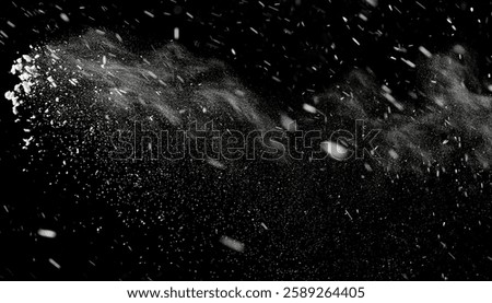 Falling Snow Effect Overlay – Isolated Snow Particles on Black Background with Winter Texture for Atmospheric and Festive Designs	