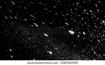 Falling Snow Effect Overlay – Isolated Snow Particles on Black Background with Winter Texture for Atmospheric and Festive Designs	