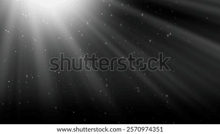 Falling snowflakes with light source in night sky. Magic winter background. Useful as photoshop screen layer or as an overlay for adding to photos.