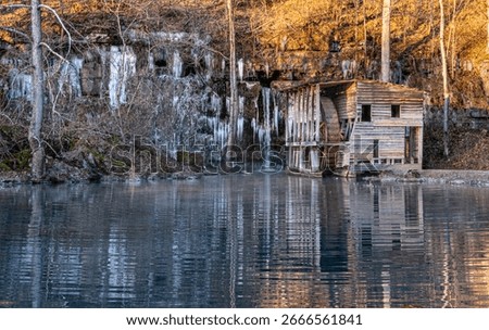 Falling Spring Mill, located in the Mark Twain National Forest south of Winona, Missouri, is different in that emerges from high in the bluff rather than low at the base of the bluff. 