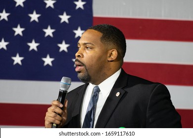 Falls Church, VA - February 27, 2020: Former Virginia State Delegate Michael Futrell Introduces Amy Klobuchar At A Rally For Her Presidential Campaign At The State Theatre In Falls Church, Virginia