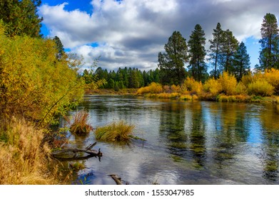 Falls Colors Along The Williamson River In Rural Klamath County, Oregon