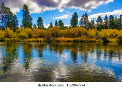 Falls Colors Along The Williamson River In Rural Klamath County, Oregon