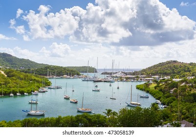 Falmouth harbour. View from Shirely Heights, Antigua, West Indies, Caribbean