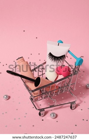 False eyelashes, concept of different makeup accessories