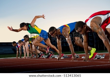 False start in race, woman running against men
