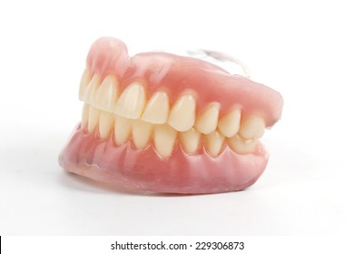 False Teeth Prosthetic Isolated On White Background 