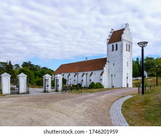 Falsterbo church on a beautiful summer day with cloudy sky in Falsterbo, Sweden.