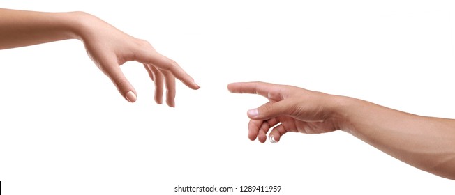 famale and male hand isolated creation of adam - Shutterstock ID 1289411959