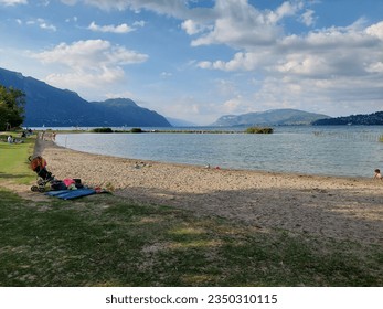 A familiy beach on Lac du bourget, sunny and peaceful