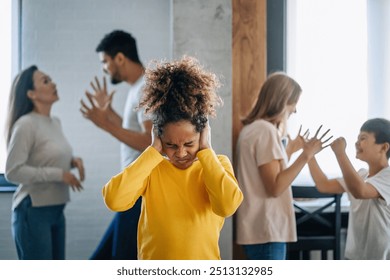 Family arguments and fights make children stressful angry or sad - Powered by Shutterstock