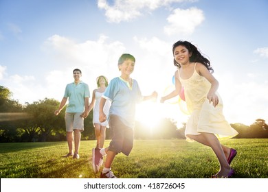 Family Bonding Cheerful Children Parenting Love Concept