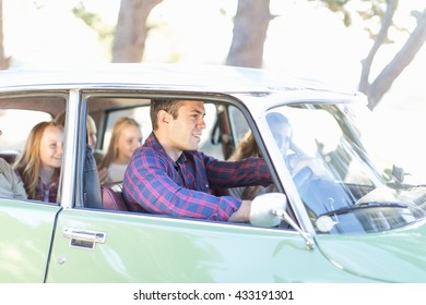 Family In Car Together, Taking Road Trip