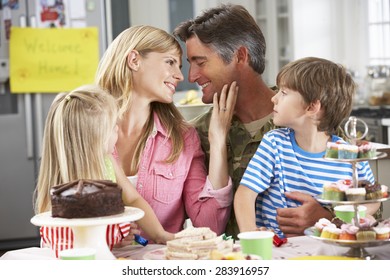 Family Celebrating Father's Homecoming