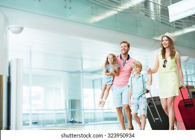 Family With Children At The Airport