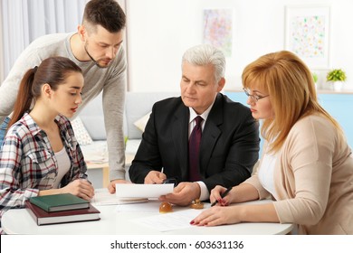 Family consulting notary public at office