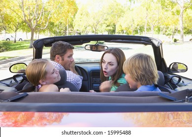 Family In Convertible Car Arguing