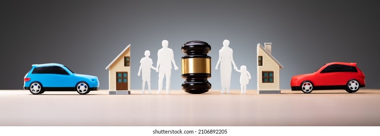 Family Divorce And House Split. Children Custody