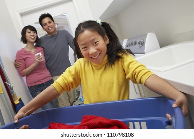 Family Doing Laundry