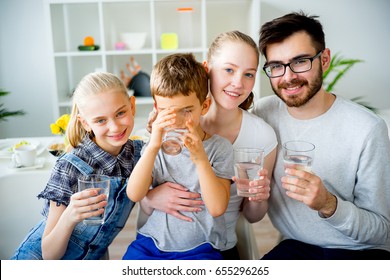 Family Drinks Water