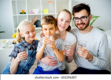 Family Drinks Water