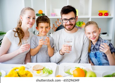 Family Drinks Water