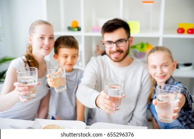 Family Drinks Water