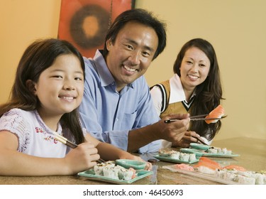 Family Eating Sushi Together