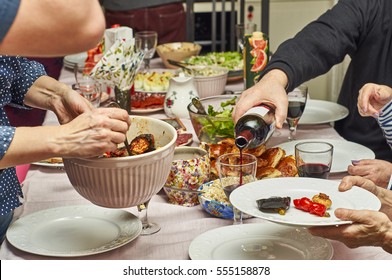  Family festive dinner at home                               - Shutterstock ID 555158878