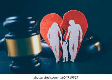 Family Figure And Gavel On Table. Family Law