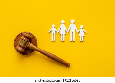 Family Figure With Judge Gavel. Family Law Concept