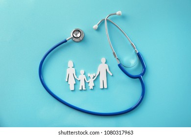 Family Figure Stethoscope On Color Background Stock Photo 1080317963 ...