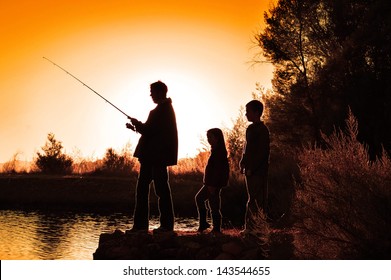 Family Fishing Sunrise