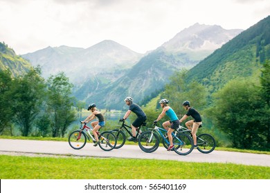 Family Of Four Cycling