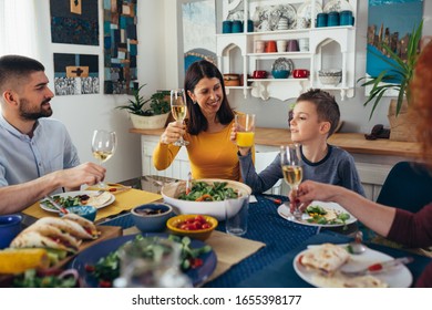 Family Gathering At Home. Vegan Dinner Party