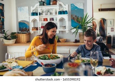 Family Gathering At Home. Vegan Dinner Party