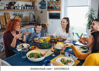 Family Gathering At Home. Vegan Dinner Party