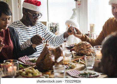 Family Having A Christmas Dinner