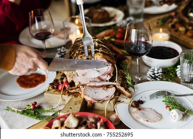 Family Having A Christmas Dinner