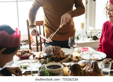 Family Having A Christmas Dinner