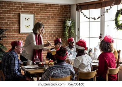 Family Having A Christmas Dinner