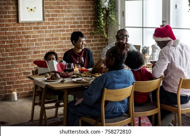 Family Having A Christmas Dinner